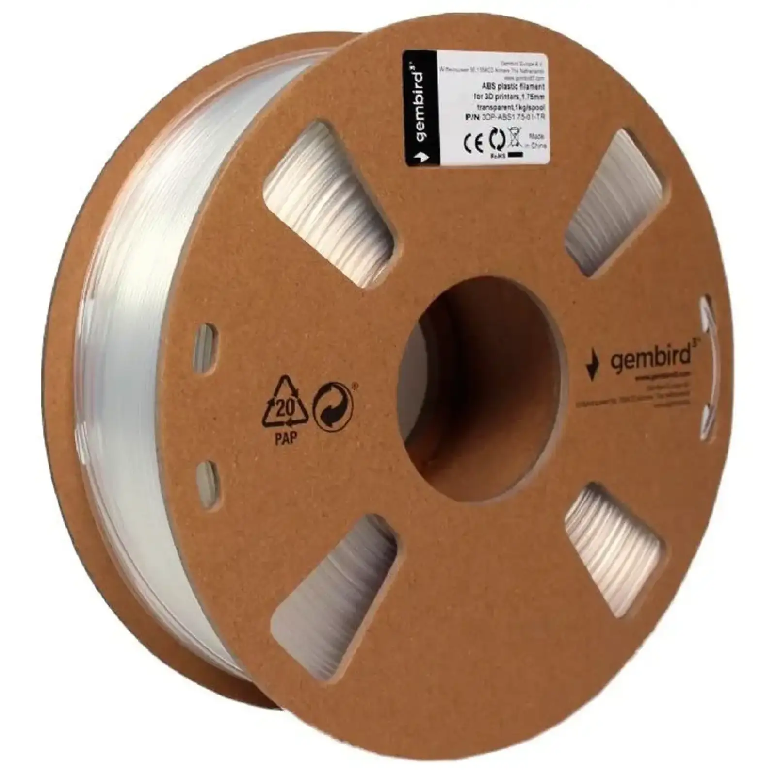 Филамент пластик Gembird ABS 1.75mm Transparent (3DP-ABS1.75-01-TR) UA