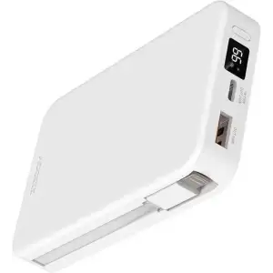 Внешний аккумулятор Accezz Powerbank 10000mAh Integrated USB-C / Lightning Cables White