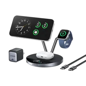 Беспроводное зарядное устройство для Anker Prime Wireless 3-in-1 25W AirCool Dock Stand Black (B25X7G11) UA