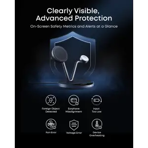 Беспроводное зарядное устройство для Anker Prime Wireless 3-in-1 25W AirCool Dock Stand Black (B25X7G11) UA