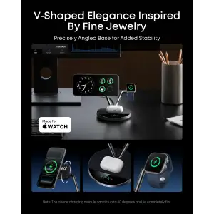 Беспроводное зарядное устройство для Anker Prime Wireless 3-in-1 25W AirCool Dock Stand Black (B25X7G11) UA