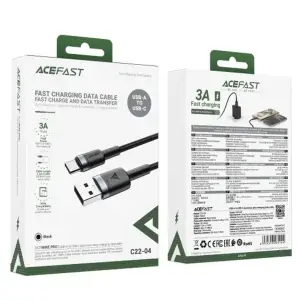 Кабель Acefast C22-04 USB-A to USB-C Aluminum AAlloy Charging Data Cable Black