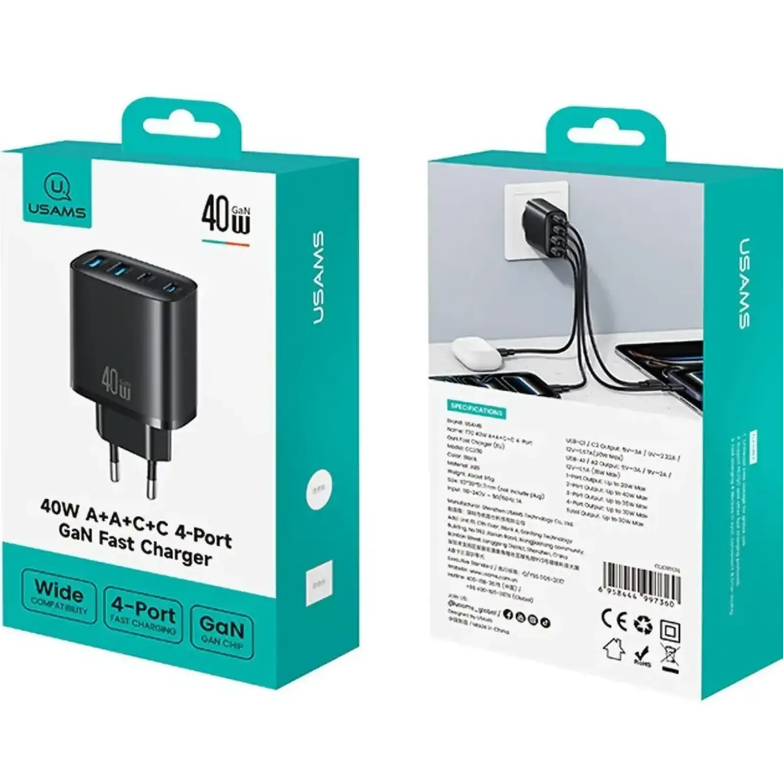 МЗП Usams CC330 T70 GaN 40W Black