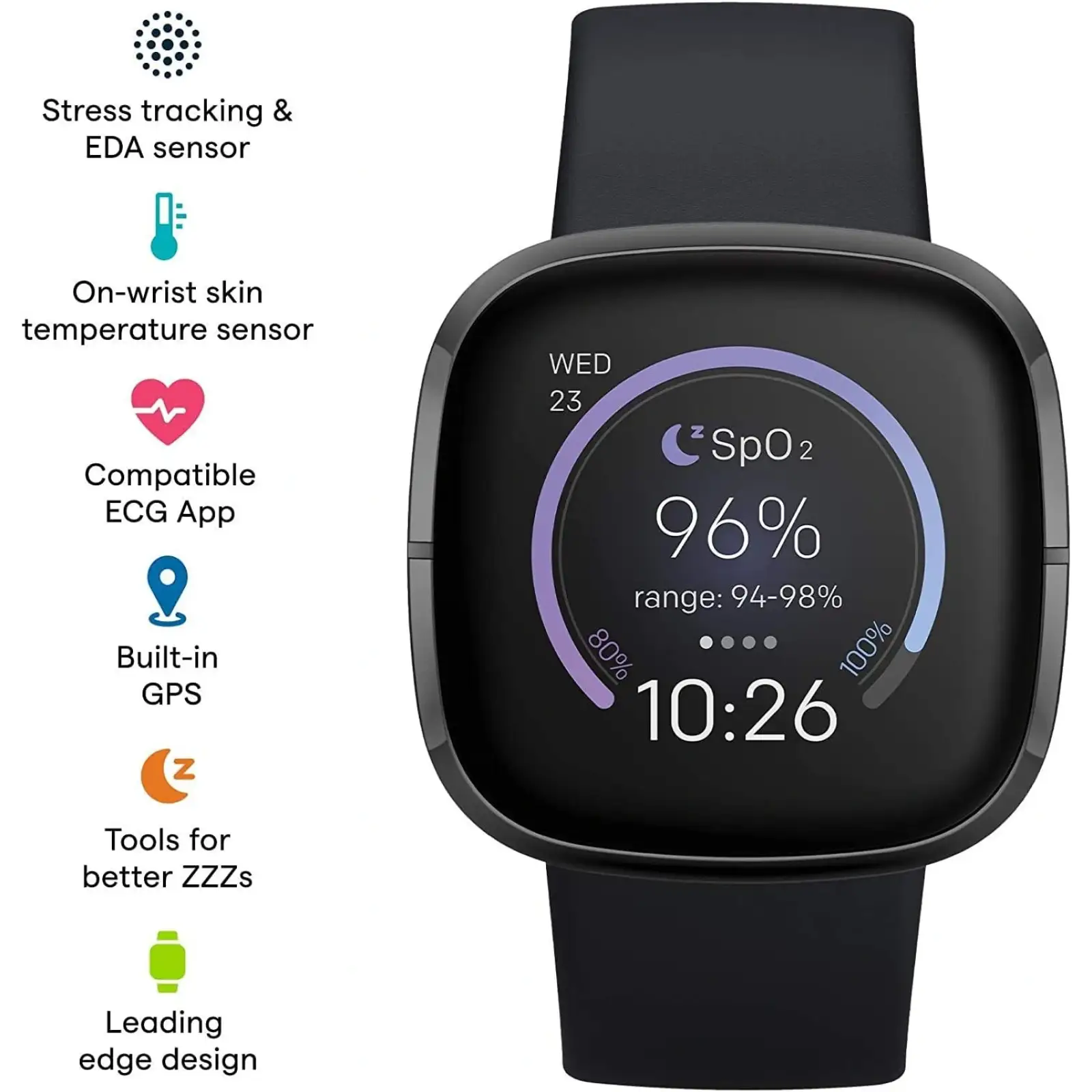 Смарт-годинник Fibit Sense Advanced Smartwatch with Tools Heart Healt
