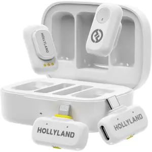 Микрофонная радиосистема Hollyland LARK A1 Combo (2TX+Lightning RX+USB-C RX) Ivory White