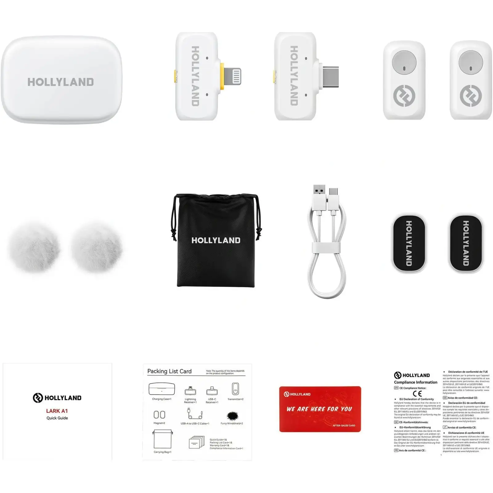 Мікрофонна радіосистема Hollyland LARK A1 Combo (2TX+Lightning RX+USB-C RX) Ivory White