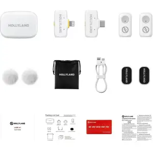 Мікрофонна радіосистема Hollyland LARK A1 Combo (2TX+Lightning RX+USB-C RX) Ivory White