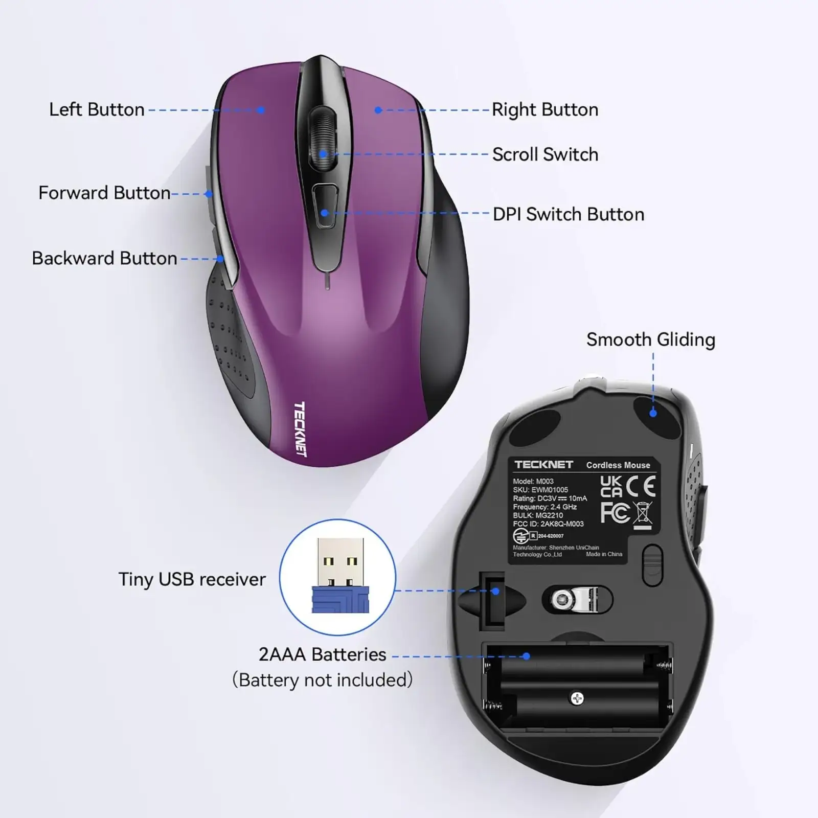 Миша Tecknet M003 Purple