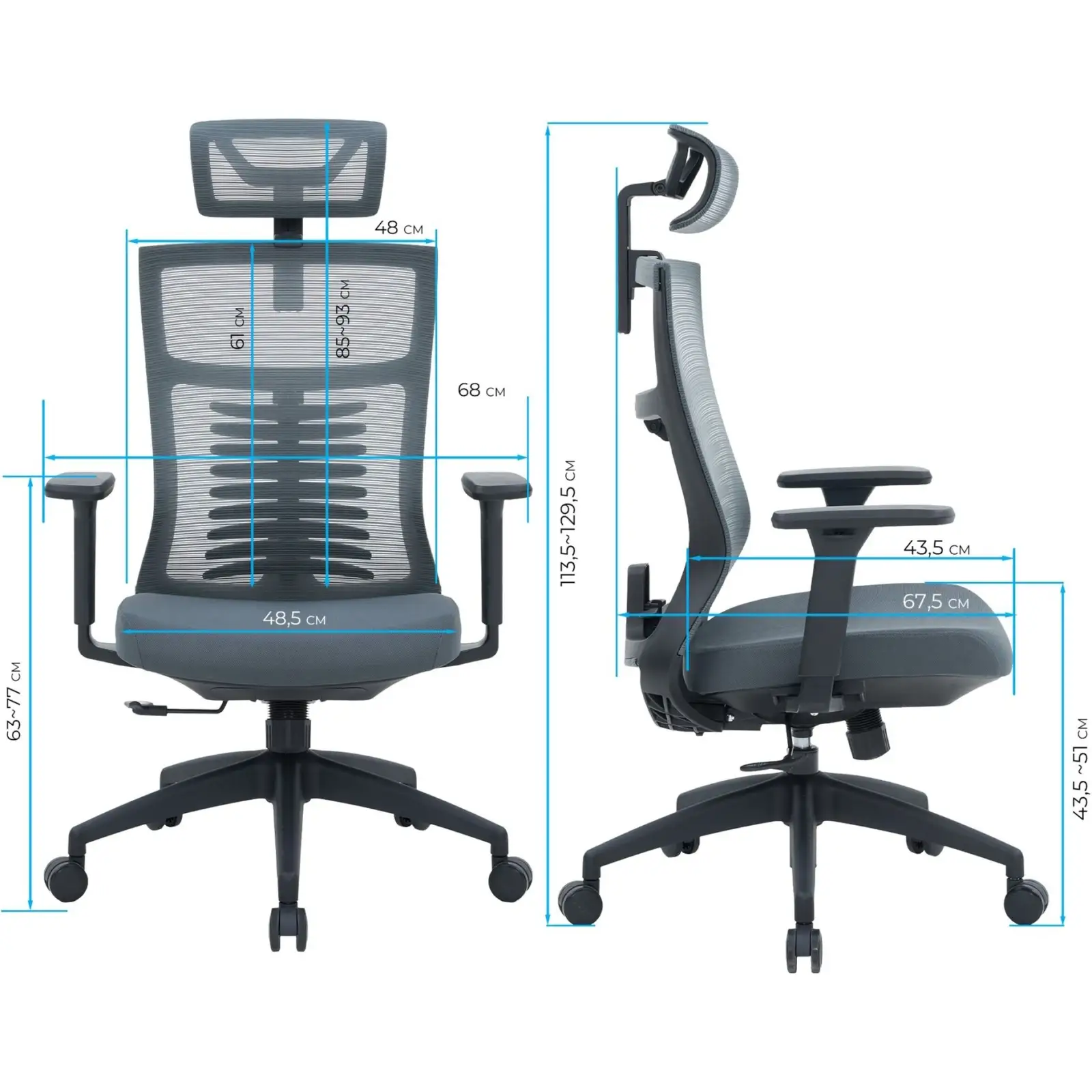 Кресло офисное OfficePro Balance Black/Dark Gray (OC550-B-DG-DG) UA