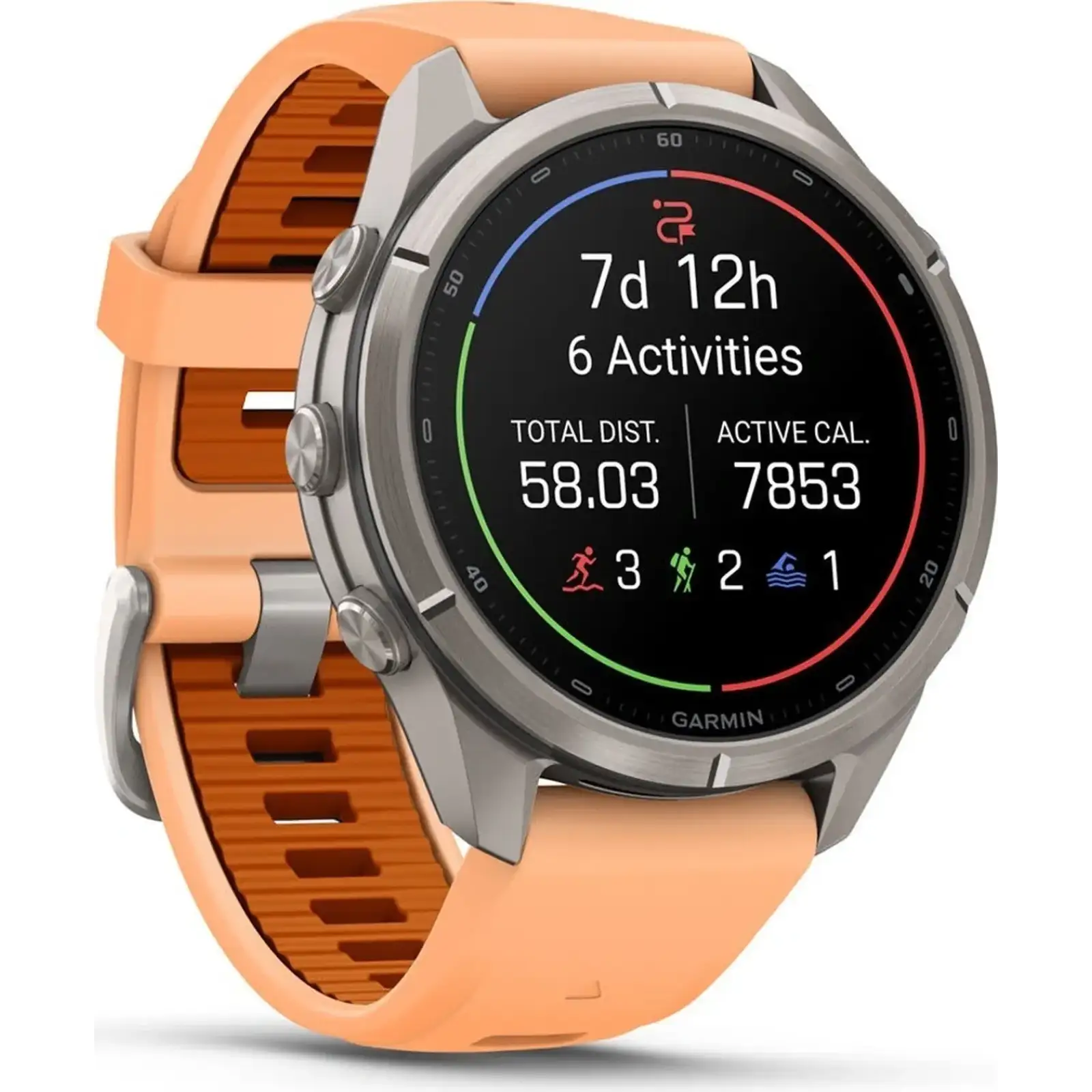 Смарт-часы Garmin Fenix 9 Pro inReach 43mm Titanium with Shell Pink/Autumn Orange Silicone Band (010-04335-00/01)