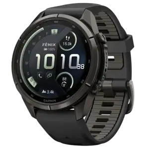 Колір ремінця: Сірий - Смарт-годинник Garmin Fenix 9 Pro inReach 43mm Carbon Gray DLC Titanium Case with Black/Pebble Gray Silicone Band (010-04335-10/11)