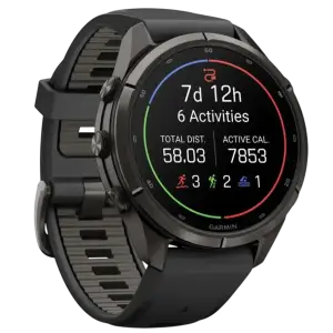 Смарт-годинник Garmin Fenix 9 Pro inReach 43mm Carbon Gray DLC Titanium Case with Black/Pebble Gray Silicone Band (010-04335-10/11)