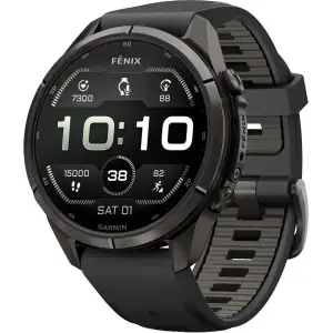 Смарт-часы Garmin Fenix 9 Pro 43mm Carbon Gray DLC Titanium with Black/Pebble Gray Silicone Band (010-04335-15/16)
