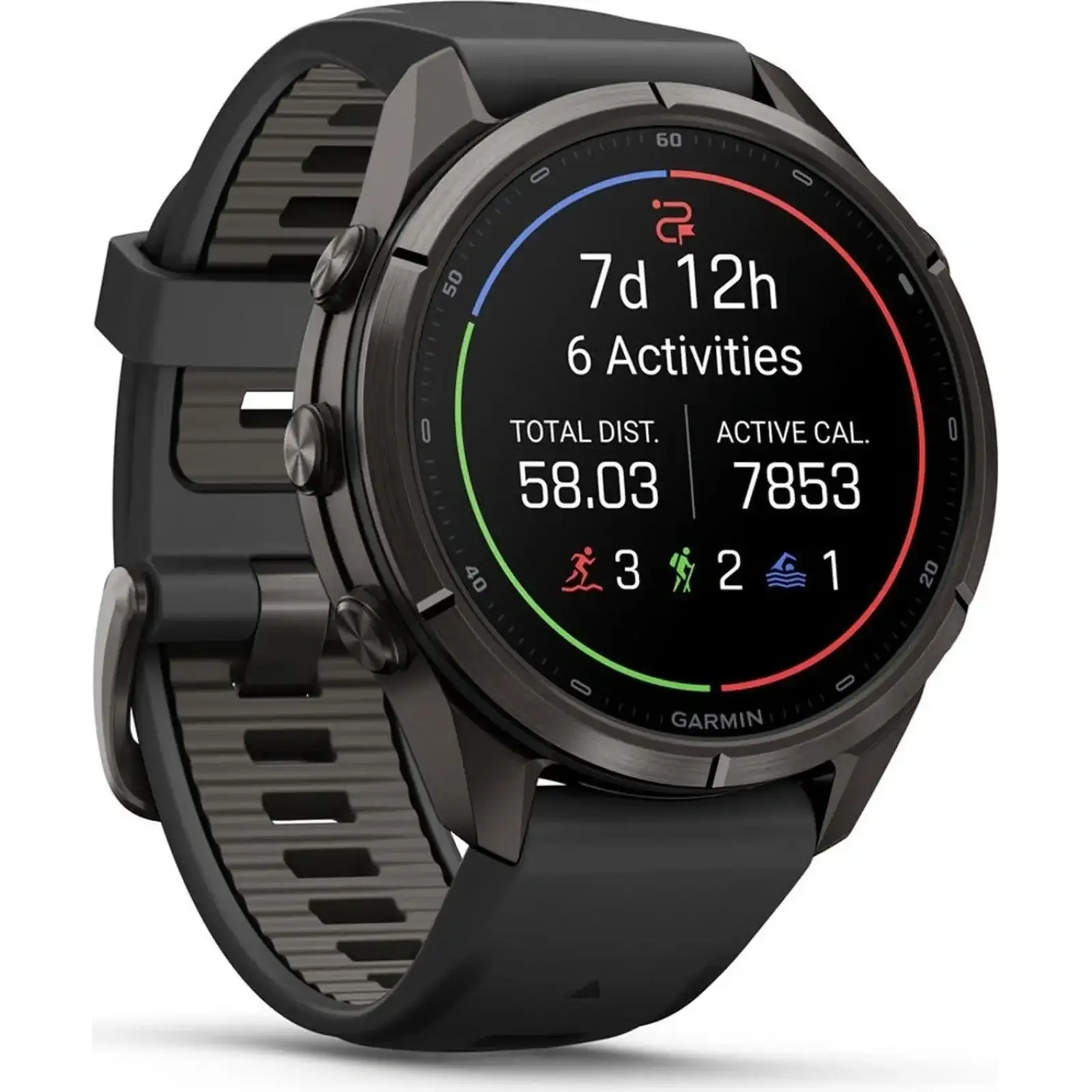 Смарт-часы Garmin Fenix 9 Pro 43mm Carbon Gray DLC Titanium with Black/Pebble Gray Silicone Band (010-04335-15/16)