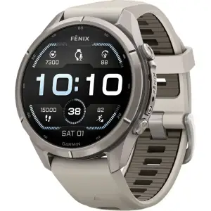 Смарт-часы Garmin Fenix 9 Pro 43mm Titanium with Fog Gray/Dark Sandstone Silicone Band (010-04335-85/86)