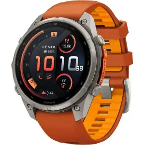 Смарт-часы Garmin Fenix 9 Pro inReach 47mm Titanium with Autumn Orange/Spark Orange Silicone Band (010-04336-00/01)