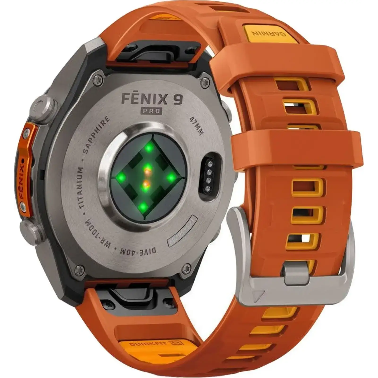 Смарт-часы Garmin Fenix 9 Pro inReach 47mm Titanium with Autumn Orange/Spark Orange Silicone Band (010-04336-00/01)