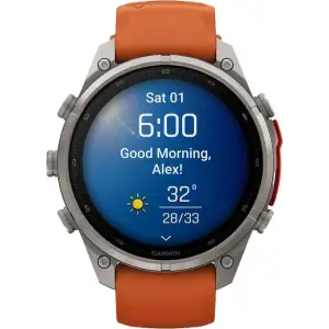 Смарт-часы Garmin Fenix 9 Pro inReach 47mm Titanium with Autumn Orange/Spark Orange Silicone Band (010-04336-00/01)