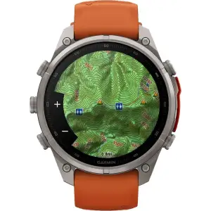 Смарт-часы Garmin Fenix 9 Pro inReach 47mm Titanium with Autumn Orange/Spark Orange Silicone Band (010-04336-00/01)