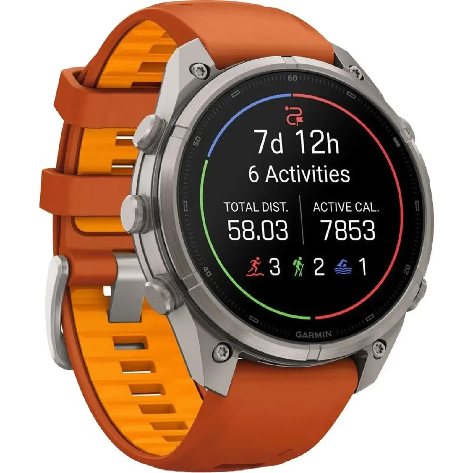 Смарт-часы Garmin Fenix 9 Pro inReach 47mm Titanium with Autumn Orange/Spark Orange Silicone Band (010-04336-00/01)