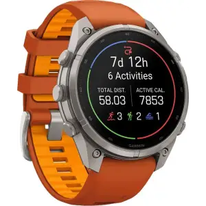 Смарт-часы Garmin Fenix 9 Pro inReach 47mm Titanium with Autumn Orange/Spark Orange Silicone Band (010-04336-00/01)