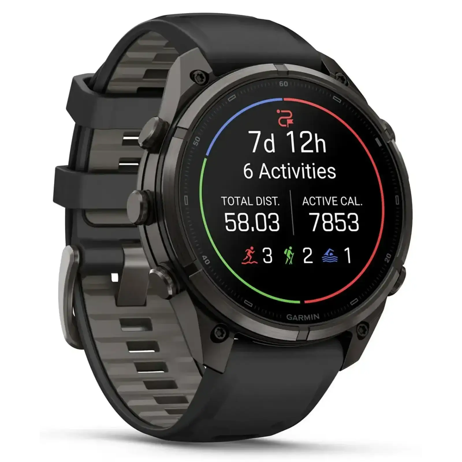 Смарт-годинник Garmin Fenix 9 Pro inReach 47mm Carbon Gray DLC Titanium with Black/Pebble Gray Silicone Band (010-04336-10/11)