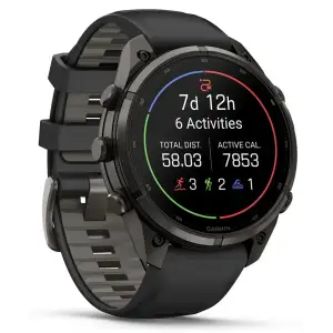 Смарт-годинник Garmin Fenix 9 Pro inReach 47mm Carbon Gray DLC Titanium with Black/Pebble Gray Silicone Band (010-04336-10/11)