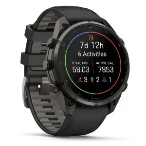 Смарт-часы Garmin Fenix 9 Pro 47mm Carbon Gray DLC Titanium with Black/Pebble Gray Silicone Band (010-04336-15/16)