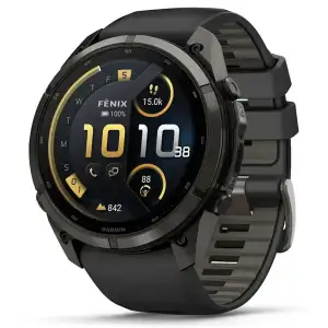 Колір ремінця: Сірий - Смарт-годинник Garmin Fenix 9 Pro inReach 51mm Carbon Gray DLC Titanium Case with Black/Pebble Gray Silicone Band (010-04337-10/11)