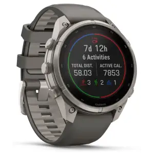 Смарт-годинник Garmin Fenix 9 Pro inReach Solar 47mm Titanium with Pebble Gray/Silver Gray Silicone Band (010-04338-00/01)