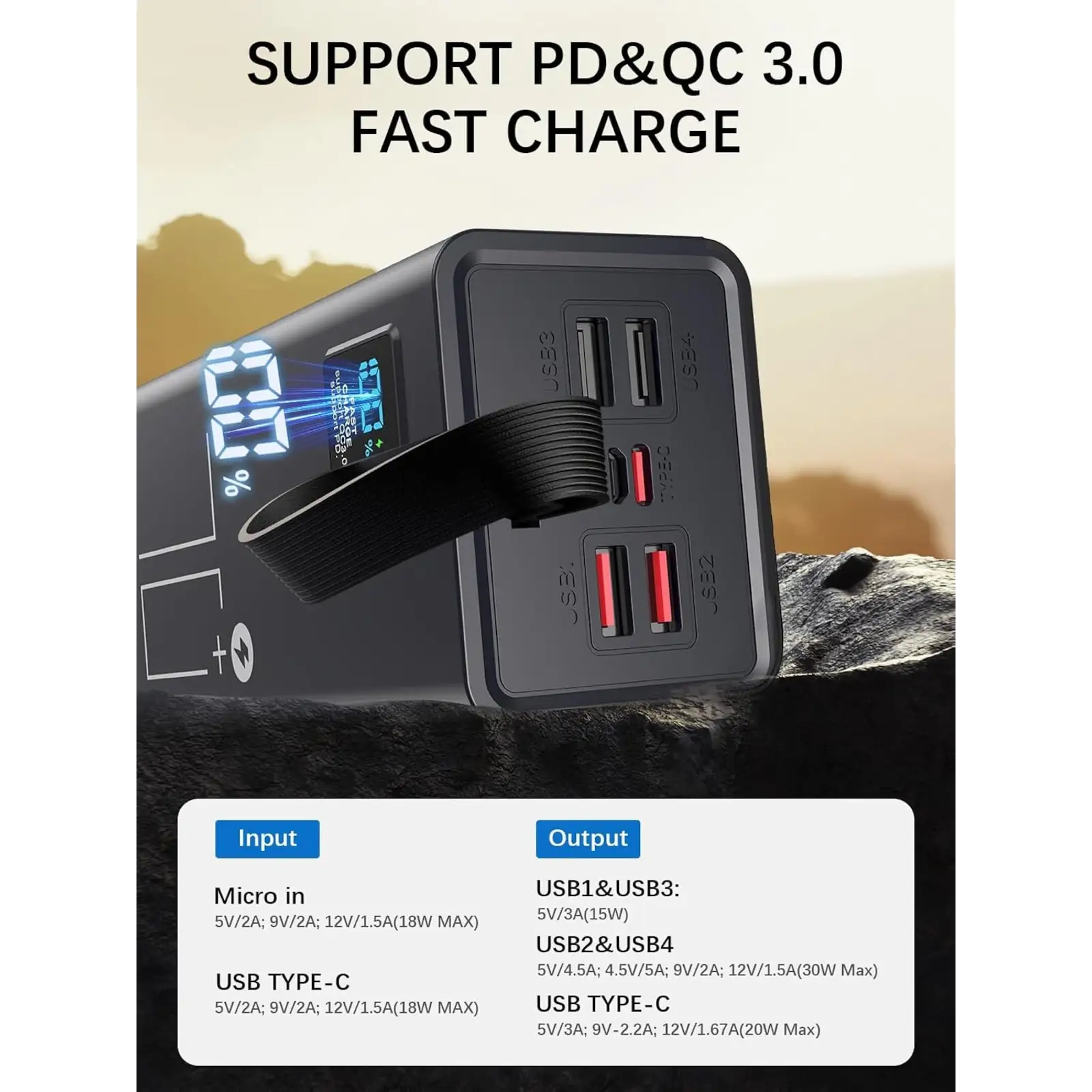 Внешний аккумулятор LOHAO 70000mAh 30W Black (BP1-70)