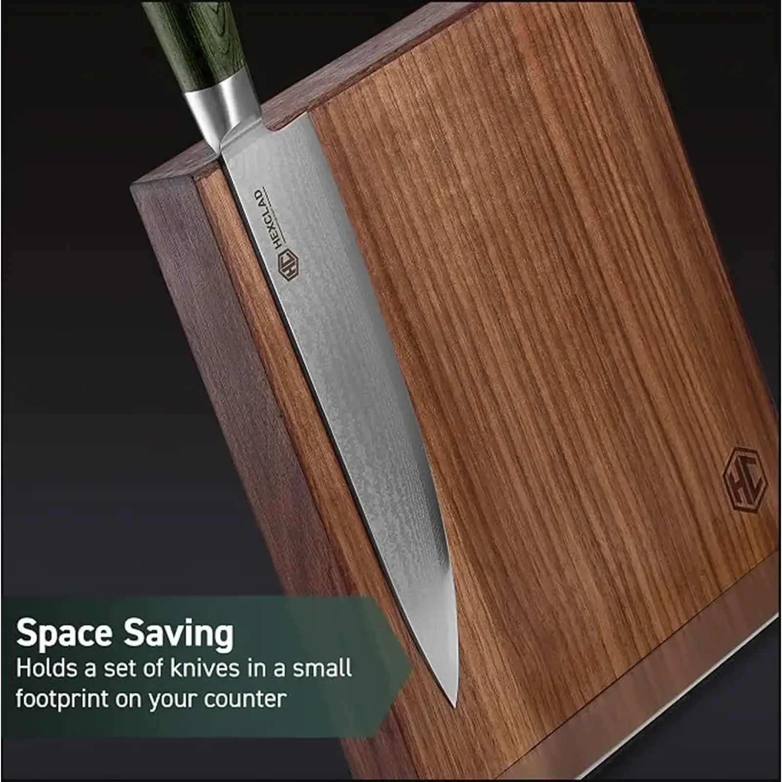 Подставка магнитная для ножей HexClad Magnetic Walnut Knife Block