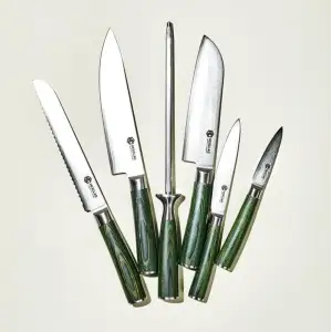 Набор ножей HexClad The Essential Japanese Damascus Steel Knife Set Green 6 PC