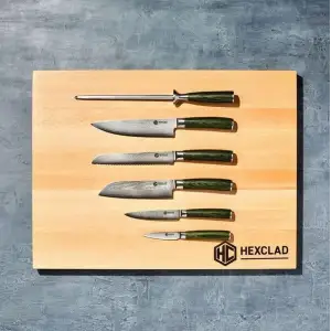 Набор ножей HexClad The Essential Japanese Damascus Steel Knife Set Green 6 PC