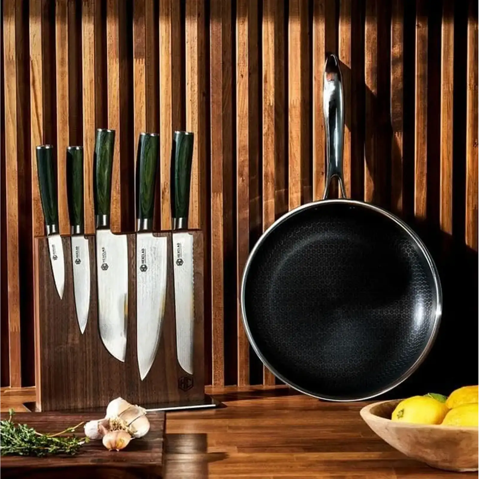 Набор ножей HexClad The Essential Japanese Damascus Steel Knife Set Green 6 PC