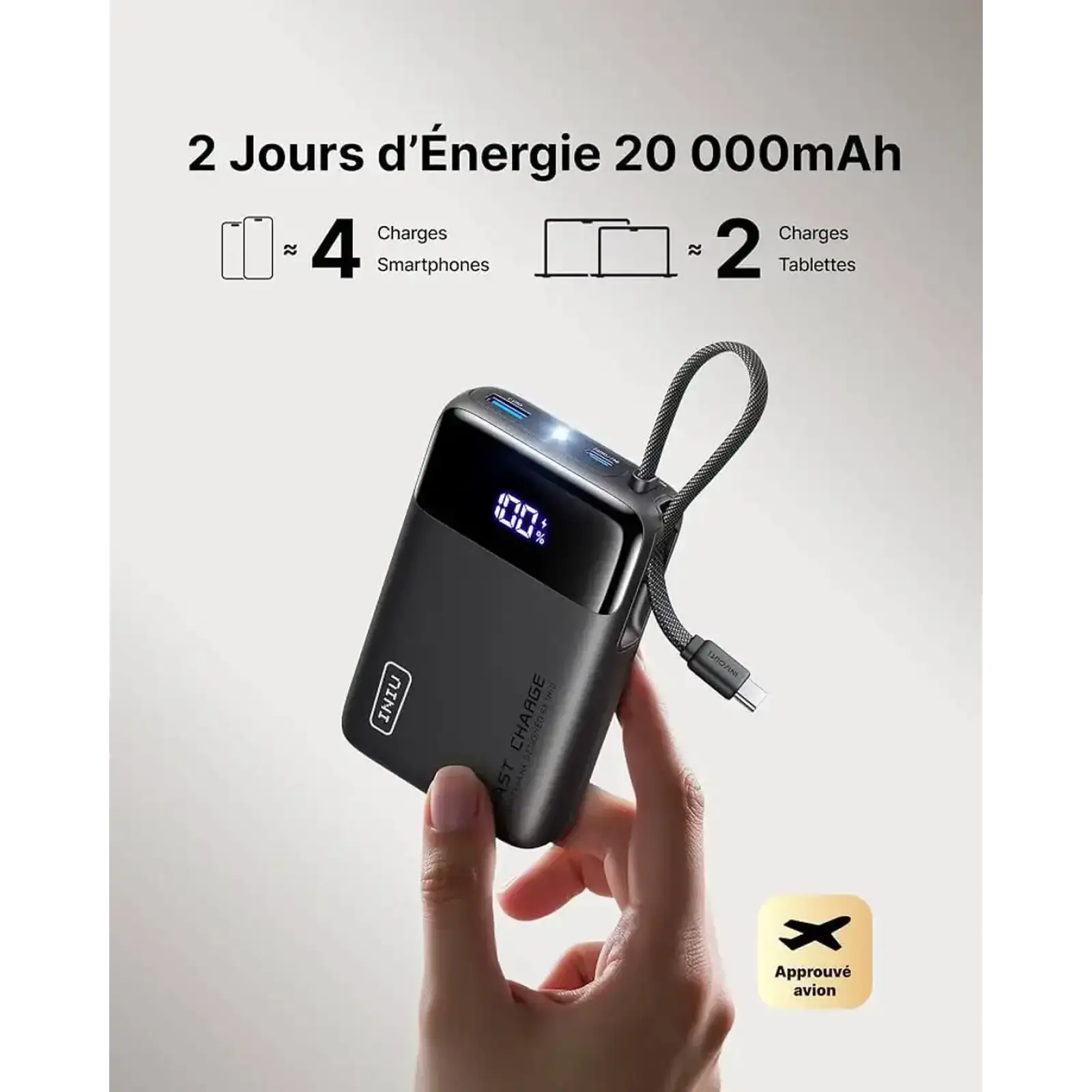 Внешний аккумулятор INIU P51L 20000mAh 45W Black