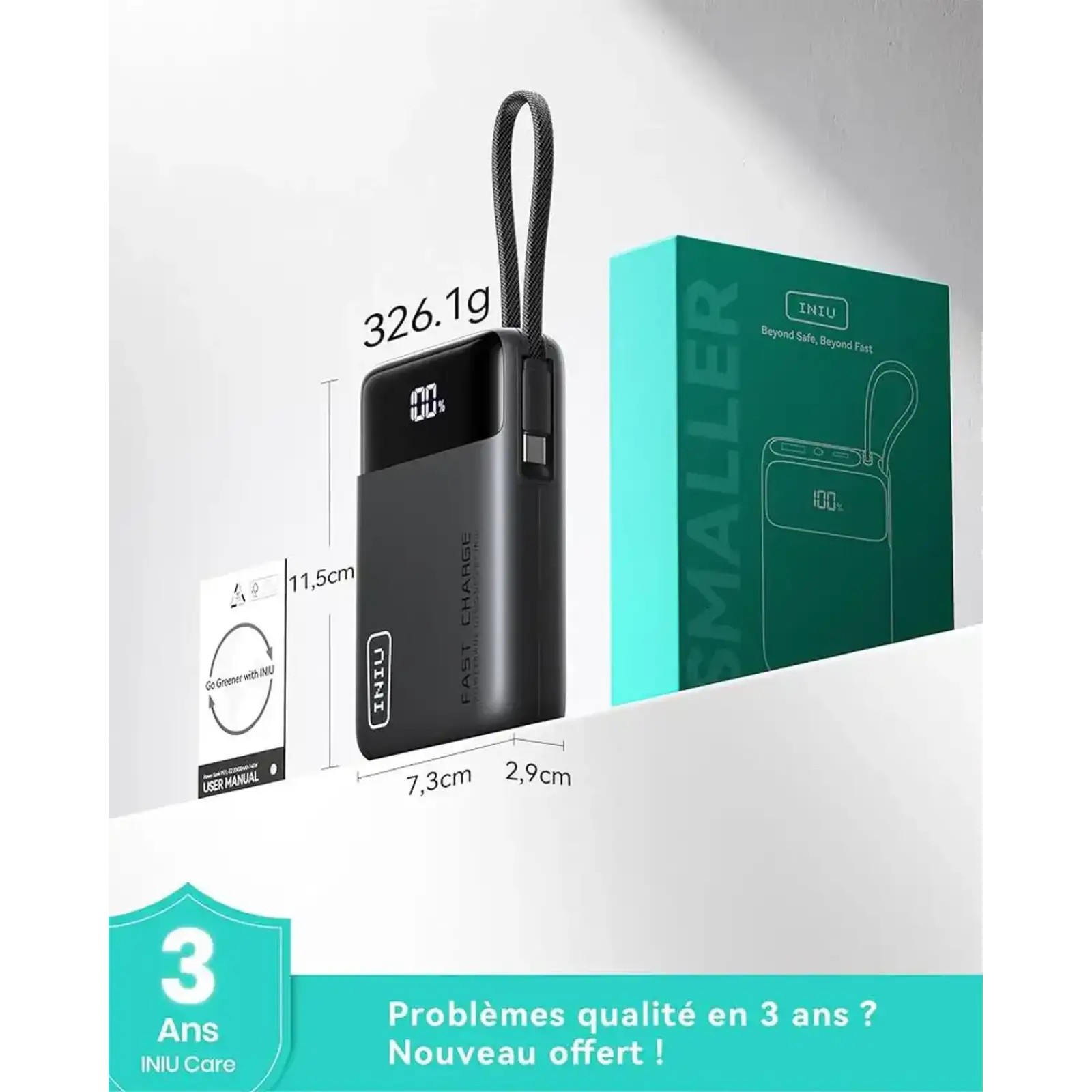 Внешний аккумулятор INIU P51L 20000mAh 45W Black