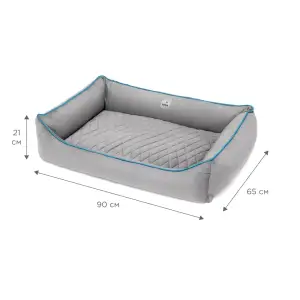 Лежак Petbed Лакки XL 90х65см h-21см Серый+кант голубой