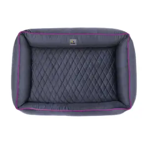 Лежак Petbed Лакки XL 90х65см h-21см Темно-серый+кант сиреневый
