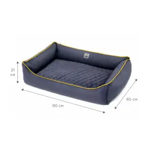Лежак Petbed Лакки XL 90х65см h-21см Темно-серый+кант желтый