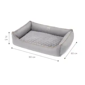 Лежак Petbed Лакки XL 90х65см h-21см Серый+кант беж