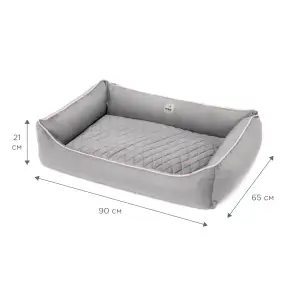 Лежак Petbed Лакки XL 90х65см h-21см Серый+кант розовый