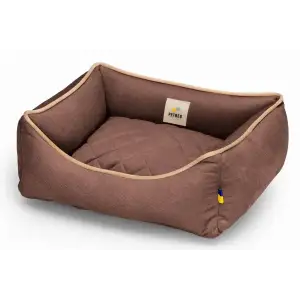 Лежак Petbed Лаккі XS 50x45см h-15см Коричневий+кант беж