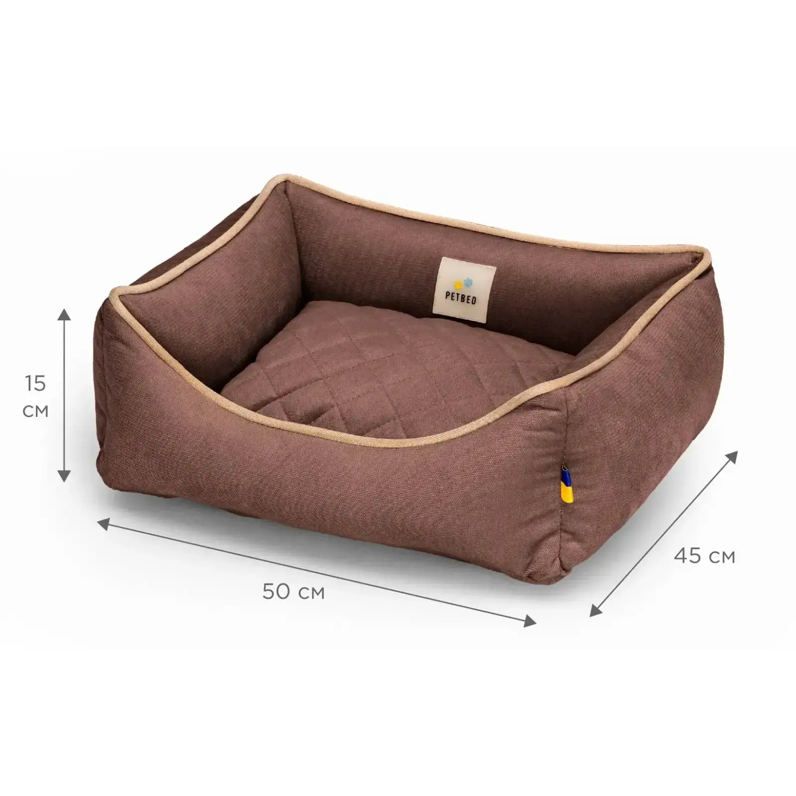 Лежак Petbed Лаккі XS 50x45см h-15см Коричневий+кант беж