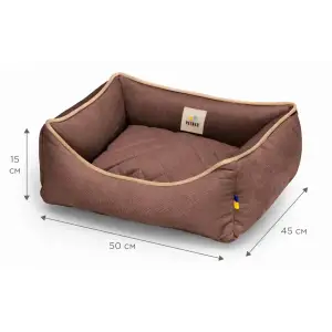 Лежак Petbed Лаккі XS 50x45см h-15см Коричневий+кант беж