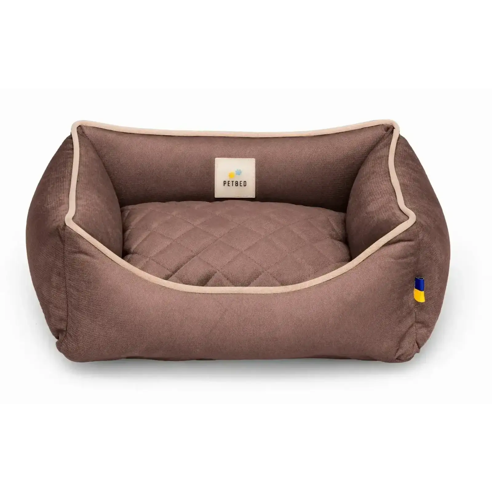 Лежак Petbed Лаккі XS 50x45см h-15см Коричневий+кант беж