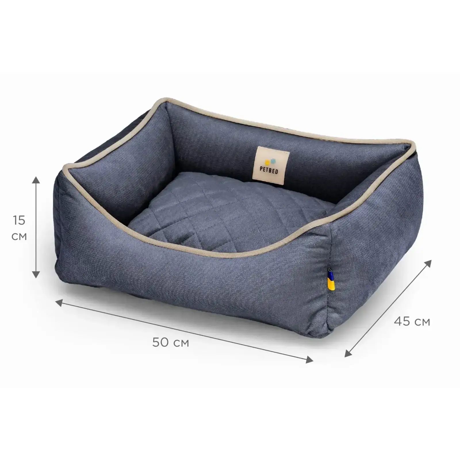 Лежак Petbed Лаккі XS 50x45см h-15см Темно-сірий+кант беж