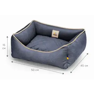 Лежак Petbed Лаккі XS 50x45см h-15см Темно-сірий+кант беж