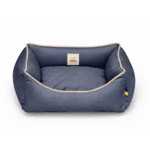 Лежак Petbed Лаккі XS 50x45см h-15см Темно-сірий+кант беж