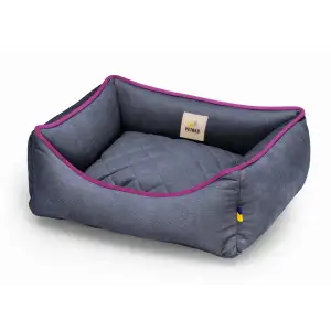 Лежак Petbed Лаккі XS 50x45см h-15см Темно-сірий+кант бузковий